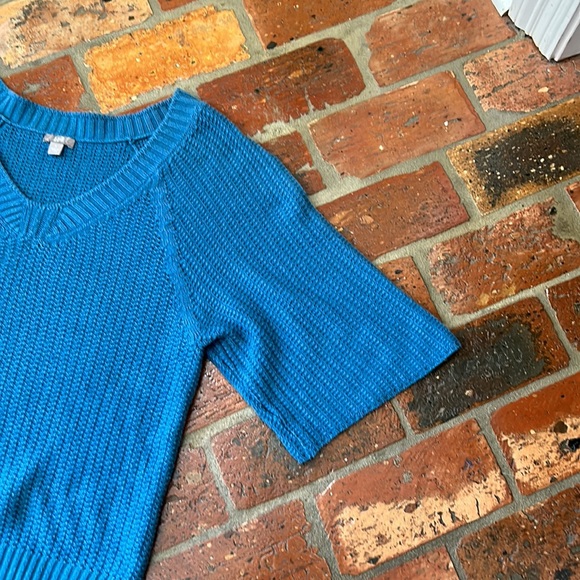 J Jill teal 3/4 sleeve v-neck sweater szS - Picture 8 of 11